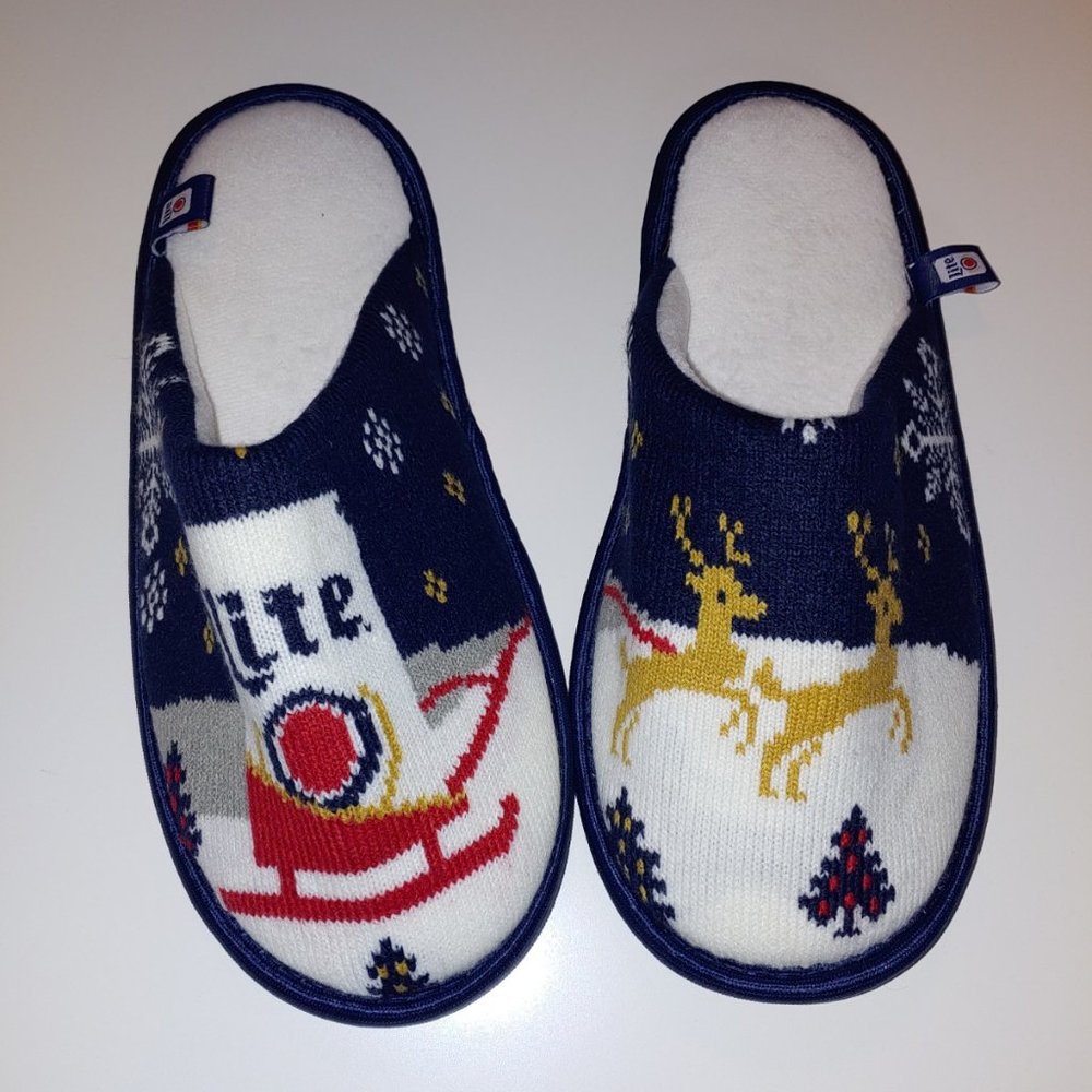 Miller Lite Brewing Holiday Slippers BRAND NEW